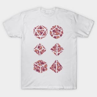 Purple Sunset Gradient Rose Vintage Pattern Silhouette Polyhedral Dice - Dungeons and Dragons Design T-Shirt